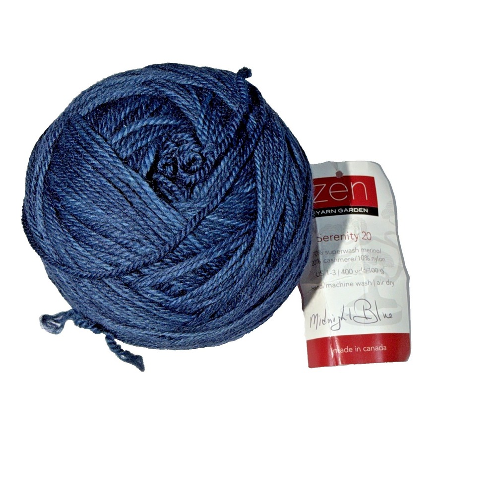 Zen Yarn Garden Serenity 20 Merino Cashmere Nylon Midnight Blue 400 Yards
